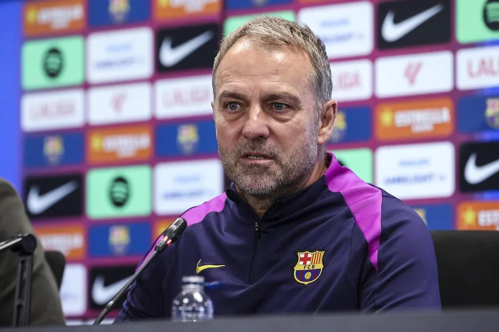 Hansi Flick en la rueda de prensa previa al Clásico